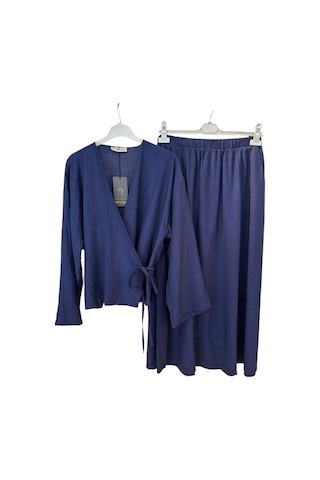 Z-556 Üstü Kimono Kısa Etekli Çilek Takım Lacivert