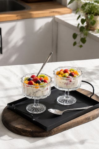 Porsima Rygx080 Reflela 6lı Ayaklı Cam Kase Puding Tatlı Ve Dondurma Kasesi Lokumluk Şekerlik Kase Seti Çerez Kasesi 250ml