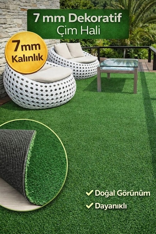 Raschel Carpet Dekoratif Suni Balkon Halısı Bahçe Halısı Çim Halı Yazlık Kilim Yolluk Rc Cımhalı Yeşil 120 X 230