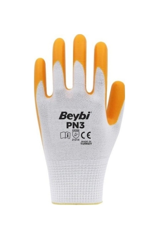 Beybi Pn3 Sarı Polyester Örme Nitril Iş Eldiveni 12 Çift