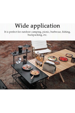 Novahub Ise Mount Kamp Masa Rafı Küçük Boyutlu Lamba Standı Çok Fonksiyonlu Masaüstü Depolama Rafı Mutfak Eşyası Askısı Dış Mekan Kampı Piknik Sırt Çantası Bbq İçin Raf Siyah Siyah