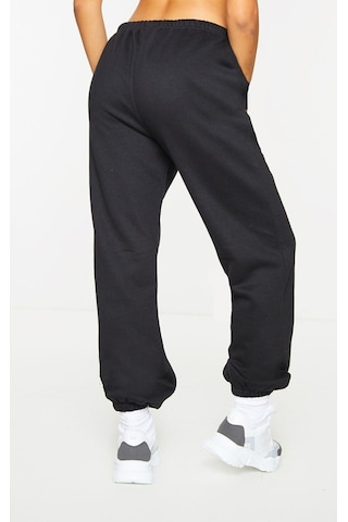 Basic Düz Eşofman Altı Jogger - Siyah Lastik Paça Yüksel Bel Siyah
