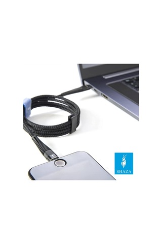 Shaza iOS Uyumlu İphone Lightning 5a 100 W Örgülü Hızlı Şarj Ve Data Kablosu 1 Metre