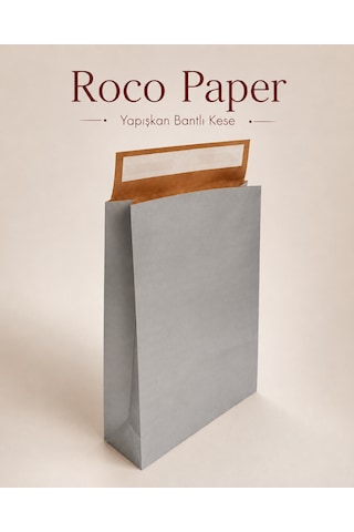 Yapışkan Bantlı Kraft Kese Kağıdı, Gümüş Renk, 25x8x30 Cm - 24'lü Paket, Hediye Ve Kargo Zarfı