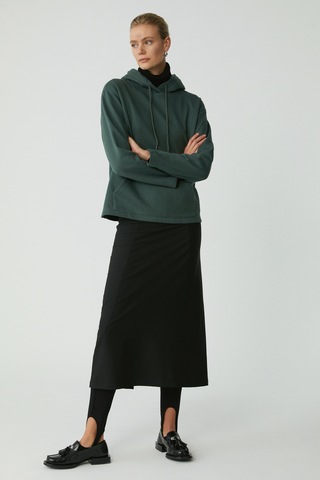 ETHIQUET PIPER Kadın Içi Polarlı Yumuşacık Comfort Fit Kapüşonlu Kanguru Cepli Yeşil Sweatshirt