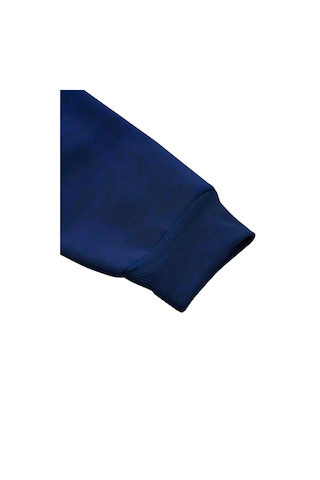 Unisex Lacivert Panda Cep Baskılı Eşofman Kapüşon- Kışlık Şardonlu Kumaş Lacivert