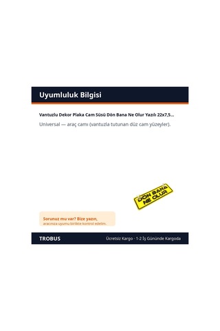 Trobus Vantuzlu Dekor Plaka Cam Süsü Dön Bana Ne Olur Yazılı 22x7,5 Cm Sarı