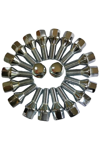 Bijon M12x1.5 Kafa Aa 17mm Dişboyu 28mm Krom Kaplama, Takım 20ad