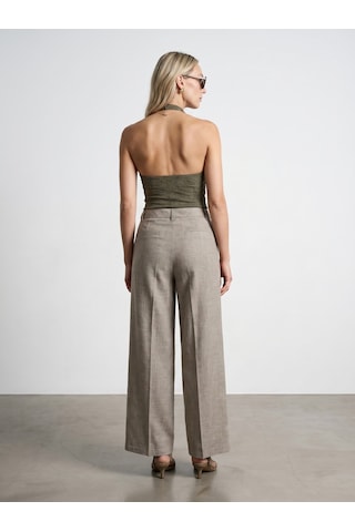 DİLVİN 72728 Keten Karışımlı Geniş Paça Pantolon-bej