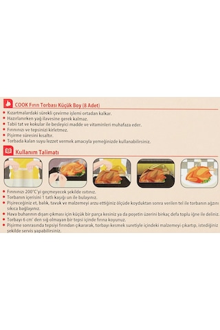 Cook Fırın Torbası, Standart Boy, 25 X 38 Cm, 8 Yaprak, Polyester Telli Diğer