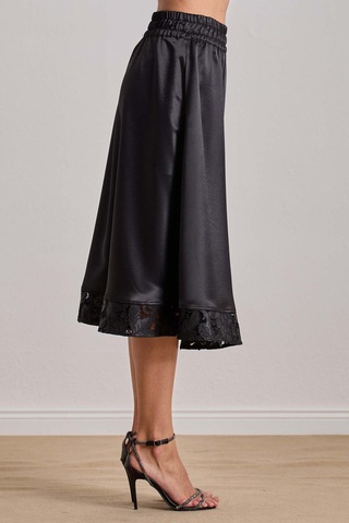 Midi Siyah Saten Etek Siyah