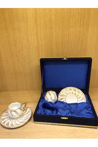 Güral Porselen El Yapımı 2 Kişilik 4 Parça Türk Kahve Takımı