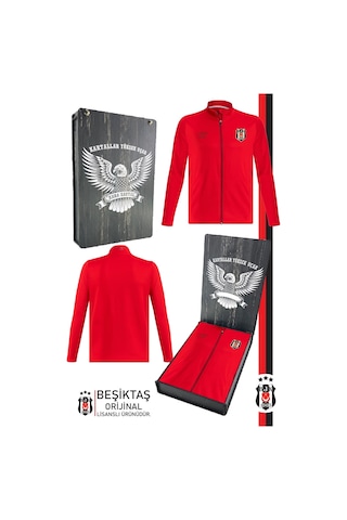 Beşiktaş Lisanslı Fermuarlı Dik Yaka Antrenman Sweat Ahşap Kutulu 001