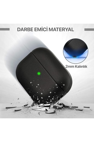 Airpods 4. Nesil İle Uyumlu Leather Skin Serisi Parmak İzi Tutmayan Dış Yüzeye Sahip Ve Mükemmel Koruma Sağlayan Orta Sertlikte Silikon Kılıf Siyah, Airpods 4