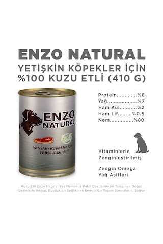 Enzo Natural Kuzu Etli Yaş Köpek Maması 410 Gr X 24