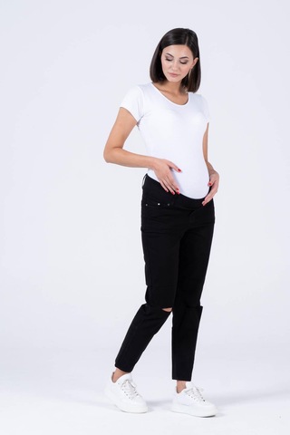 Busa Hamile Alt Karın Bantlı Skinny Dar Paça Kot Pantolon Siyah-siyah