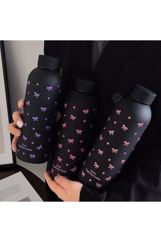 Trendooze Temiz Pembe Kurdeleli 17 Oz Paslanmaz Celik Termos Sıcak Soguk Içicekler Seyahat Spor Gaojunshop01 Desenli Paslanmaz Pembe