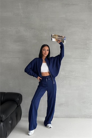 Dip Moda Kadın Oversize Likralı Eşofman Takımı Dpnbg001 Lacivert