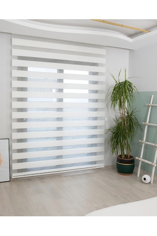 İncilifehome İcl780 Mikro Pliseli Zebra Stor Perde Kırık Beyaz Alüminyum Kasalı Kırık Beyaz