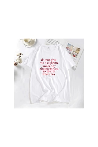 Tarzsokak Ne Dersem Söyleyeyim Bana Bir Sigara Vermeyin Lanetlenmiş Erkek T-shirt Komik Rahat O Boyun Y 2826 Beyaz