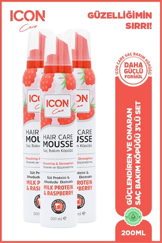 Icon Saç Bakım Köpüğü Mılk Proteın & Raspberry 3'lü Set