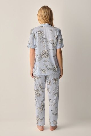 Suwen Mina Gömlek Yaka Pijama Takımı Sh26639660b348 Mavi
