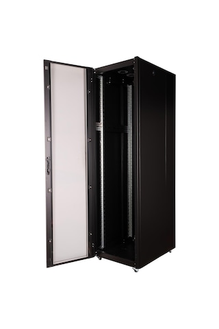 Lande Demonte 42u 600x800 Hyperline Dikili Tip Rack Kabinet Siyah Ön Cam Kapak / Tekerlekli
