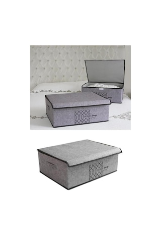 Flosoft Keçe Kapaklı Baza Hurcu, Çok Amaçlı Düzenleyici Organizer Kapaklı Kutu 50x40x19 Cm 001