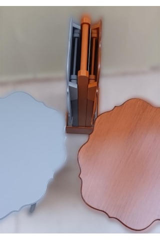 1448bng90089çanta Zigon St Sehpa Yonca Model Ahşap Mdf Ceviz-gri Renk Uyum Kutu Sevk El Yapım
