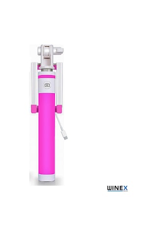 Winex SR342 Katlanabilir Type-C Selfie Stick Çubuğu Pembe
