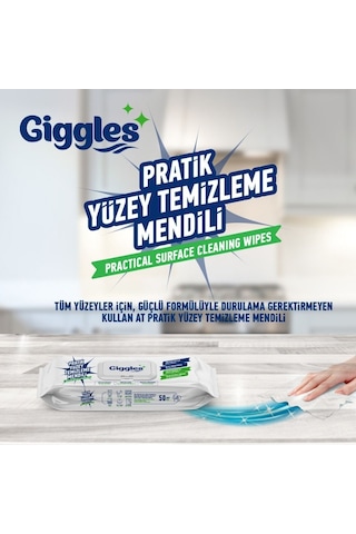 Giggles Pratik Yüzey Temizleme Mendili 50'li