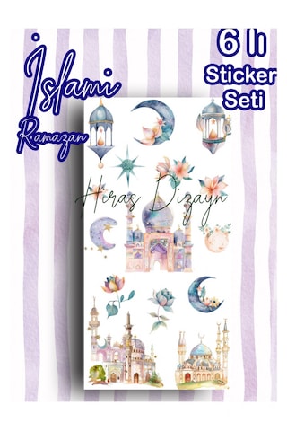 Hiras Dizayn Ramazan Ve İslami Temalı Sticker Seti 6 Sayfa Çok Renkli