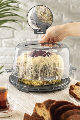 Meleni Home Kilitli Kapaklı Pasta Kek Börek Borcam Taşıma Ve Saklama Kabı