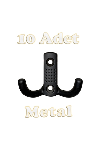 Noktalı Portmanto Vestiyer Duvar Dolap Elbise Askısı Siyah Metal Mobilya Kapı Askılığı Askılık 10 Adet Siyah