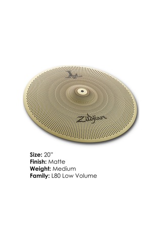 Zildjian Lv8020r-s L80 Serisi - Düşük Hacimli 50,8 Cm Sürüş Simgesi Açık Gri