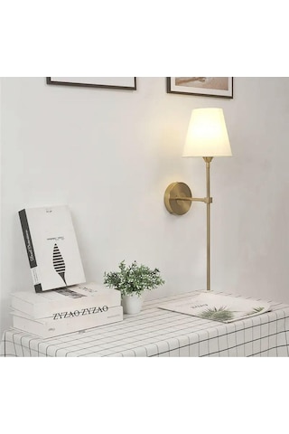 Modern Tasarım 1 Adet Duvar Ledli Pilli Aplik Tak Çalıştır Eskitme Gold Krem Abajur Gün Işığı Pilli Eskitme