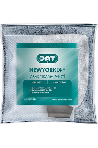 Dat35 Newyorkdry Mikrofiber Araç Kurulama Havlusu + Oto Cam Bezi Eldiveni