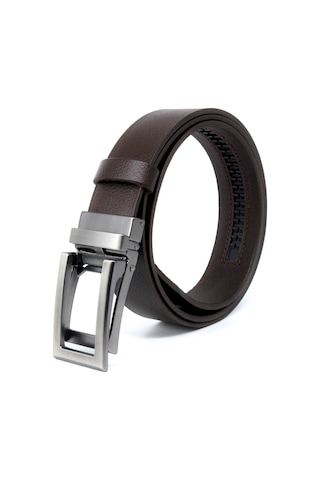 Manda Derisi Otomatik Tokalı Deliksiz Erkek Kemeri - Otomatik Kemer Kahverengi