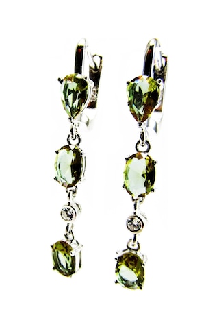 Zultanit Oval Taşlı Arası Beyaz Taşlı Kadın Küpesi