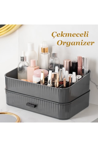 Porsima 0619 Çekmeceli Takı Organizeri Makyaj Düzenleyici Kutu Antrasit