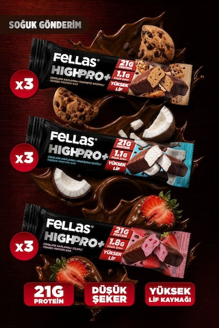 Fellas Çikolata Kaplı Highpro Protein Bar 50gr Karma Kutu 3 X 3 Fellas Çikolata Kaplı Highpro Protein Bar 50gr Karma Kutu 3 X 3