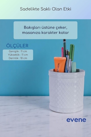 Kalemlik Masa Kalemliği Organizer Kalemlik Beyaz Renk Model 90 Çok Renkli