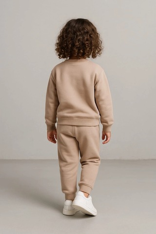 Luck Kalpli %100 Pamuk Çocuk Eşofman Takımı Bej