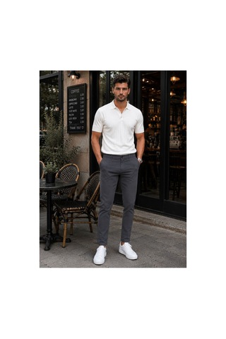 Hzr Wear Erkek Diz İzi Yapmayan En Boy Esnek Slim Fit Chino Pantolon Antrasit