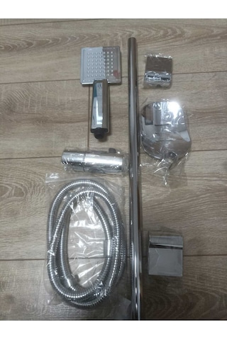 Sürgülü Duş Seti Kare Krom Lüks Krom