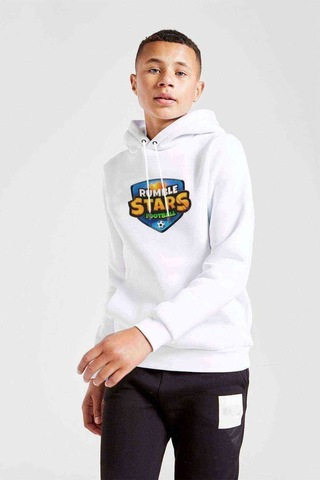 Rumble Stars Futbol Guardian Baskılı Unisex Çocuk Kapüşonlu Sweat Beyaz