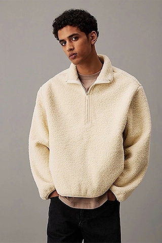 Calvin Klein Half Zıp Sherpa Bej