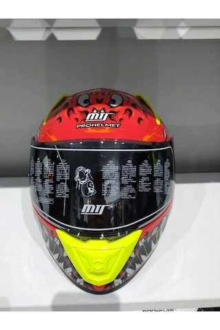 Mts Pro 801 Demon Güneş Gözlüklü Motosiket Kaskı Sarı - Kırmızı