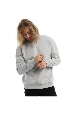 Polostate Erkek Bisiklet Yaka Karyoka Dikişli Sweatshirt Gri