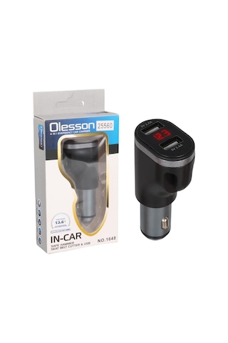 Olesson 1648 12-24v Çift Usb Girişli 5v-2.4a Dijital Voltaj Ekranlı Araç Çakmaklık Şarj Aleti